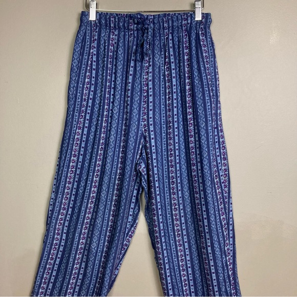 Vintage baja pajama pants medium patterned indigo loose fit lagenlook - Picture 2 of 11